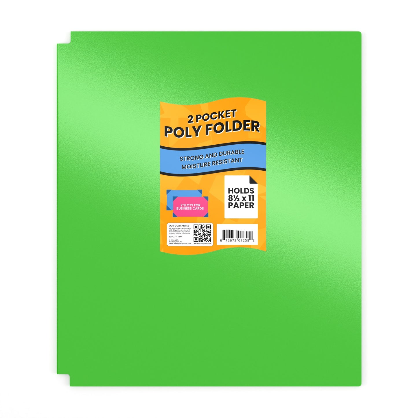 Green Poly Pocket Folder - 2-pockets With Business Card Slots