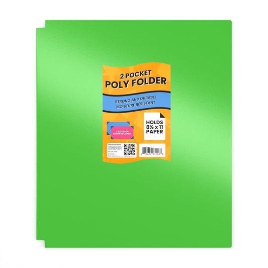 Green Poly Pocket Folder - 2-pockets With Business Card Slots