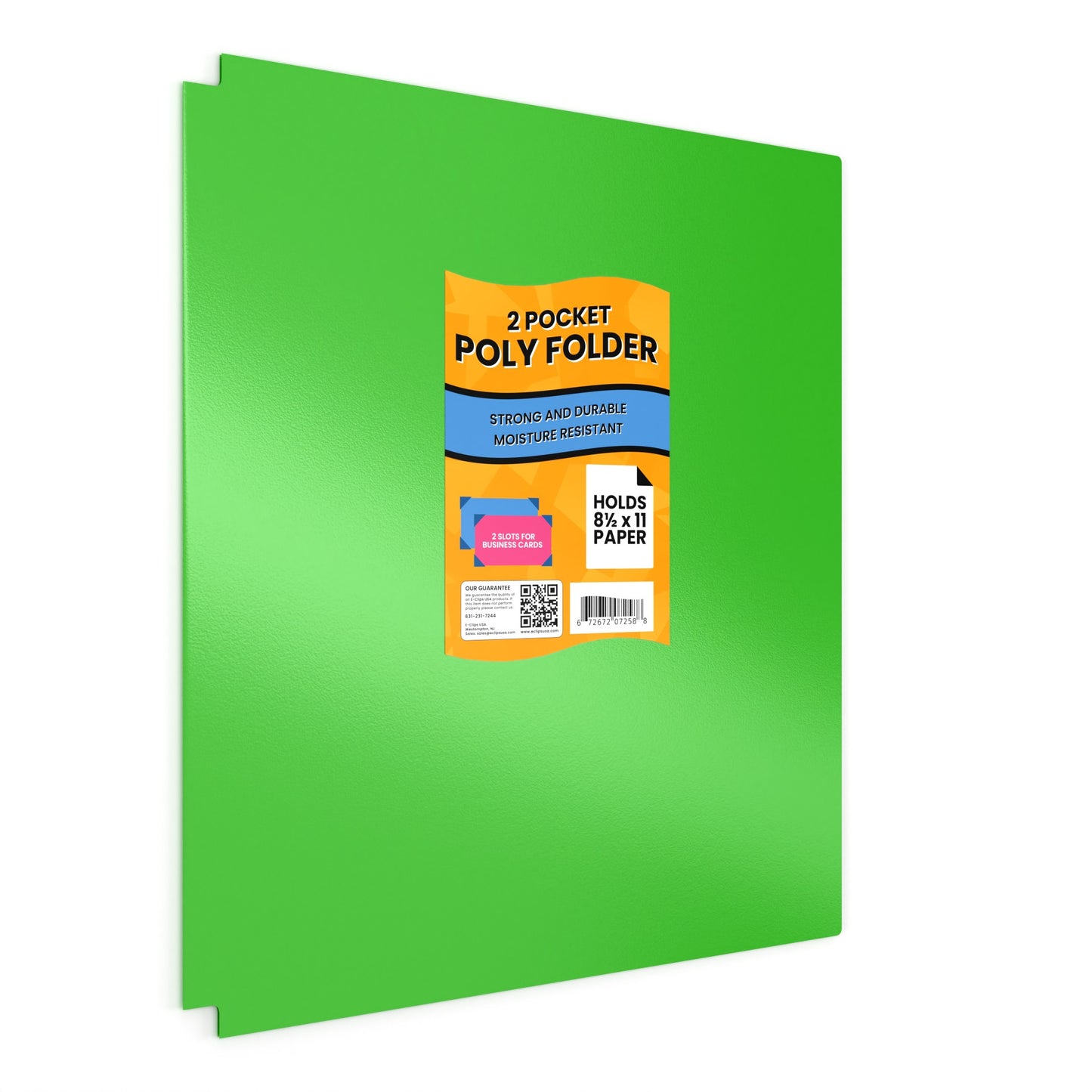 Green Poly Pocket Folder - 2-pockets With Business Card Slots