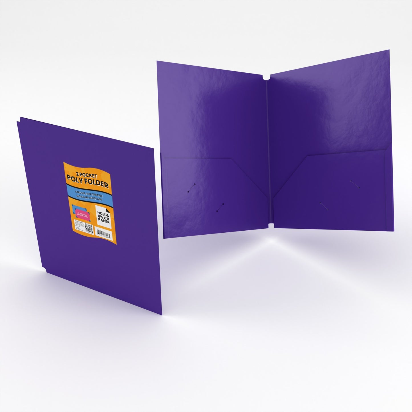 Poly Folders:  (Purple) Matt (Inside) - Shiny (Outside), No Holes, 2 Pockets | Case Pack
