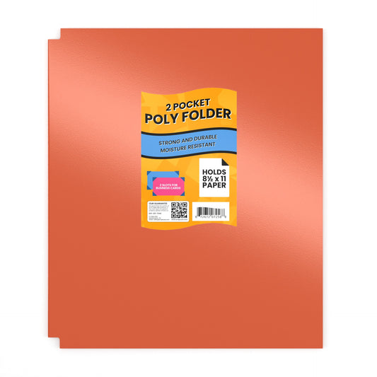 Orange Poly Pocket Folder - 2-pockets With Business Card Slots