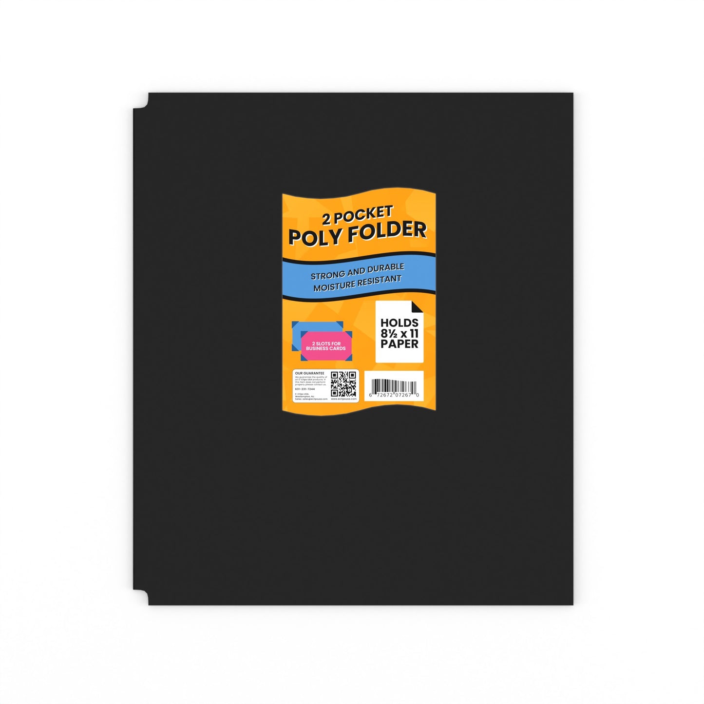 Black Poly Pocket Folder - 2-pockets With Business Card Slots