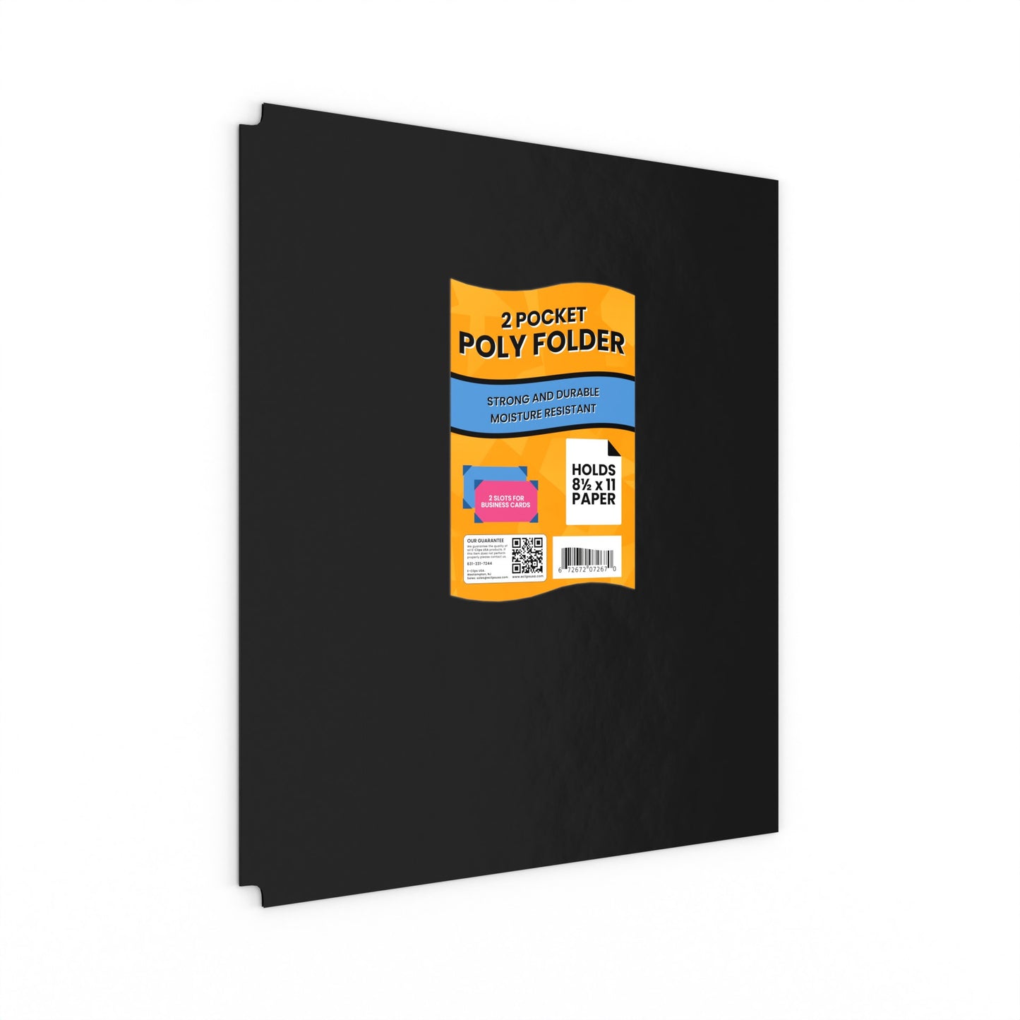 Black Poly Pocket Folder - 2-pockets With Business Card Slots