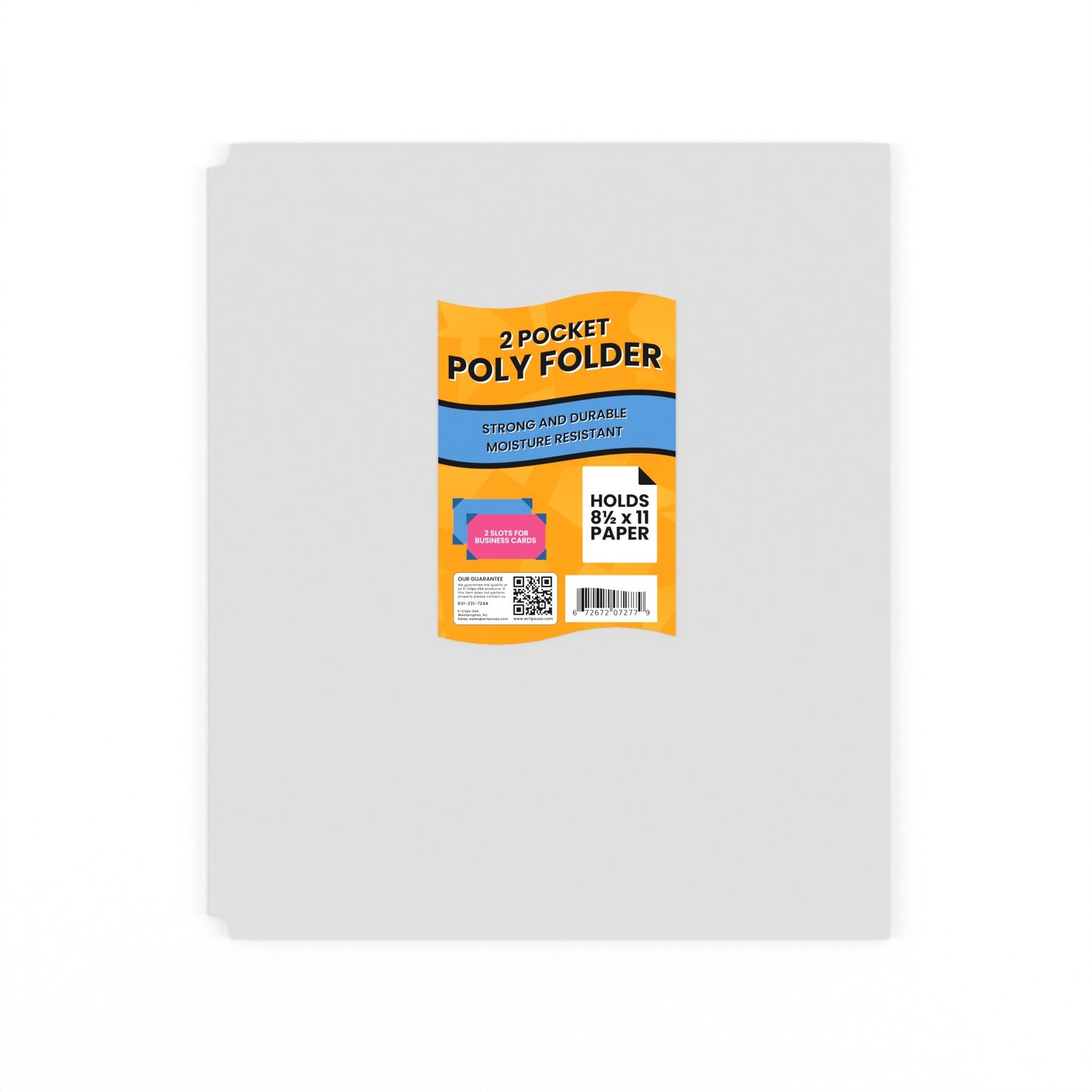 White Poly Pocket Folder - 2-pockets With Business Card Slots