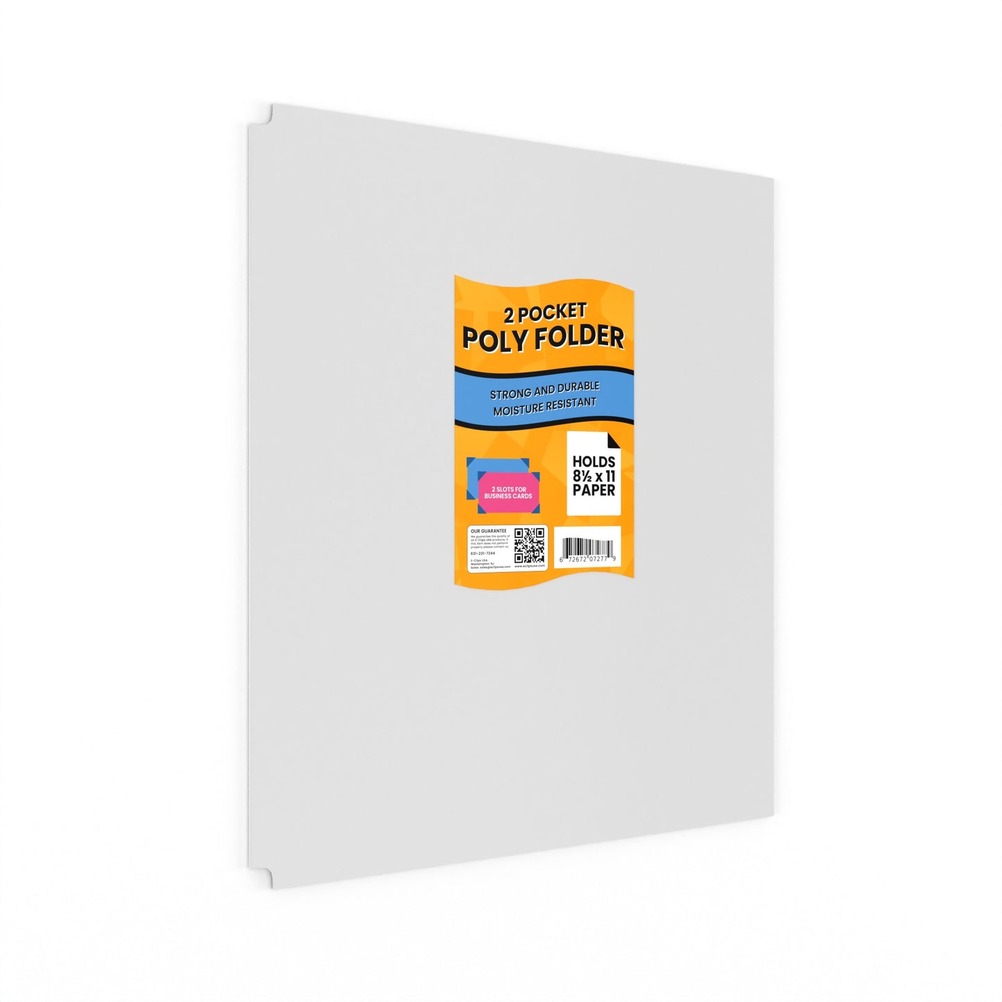 White Poly Pocket Folder - 2-pockets With Business Card Slots