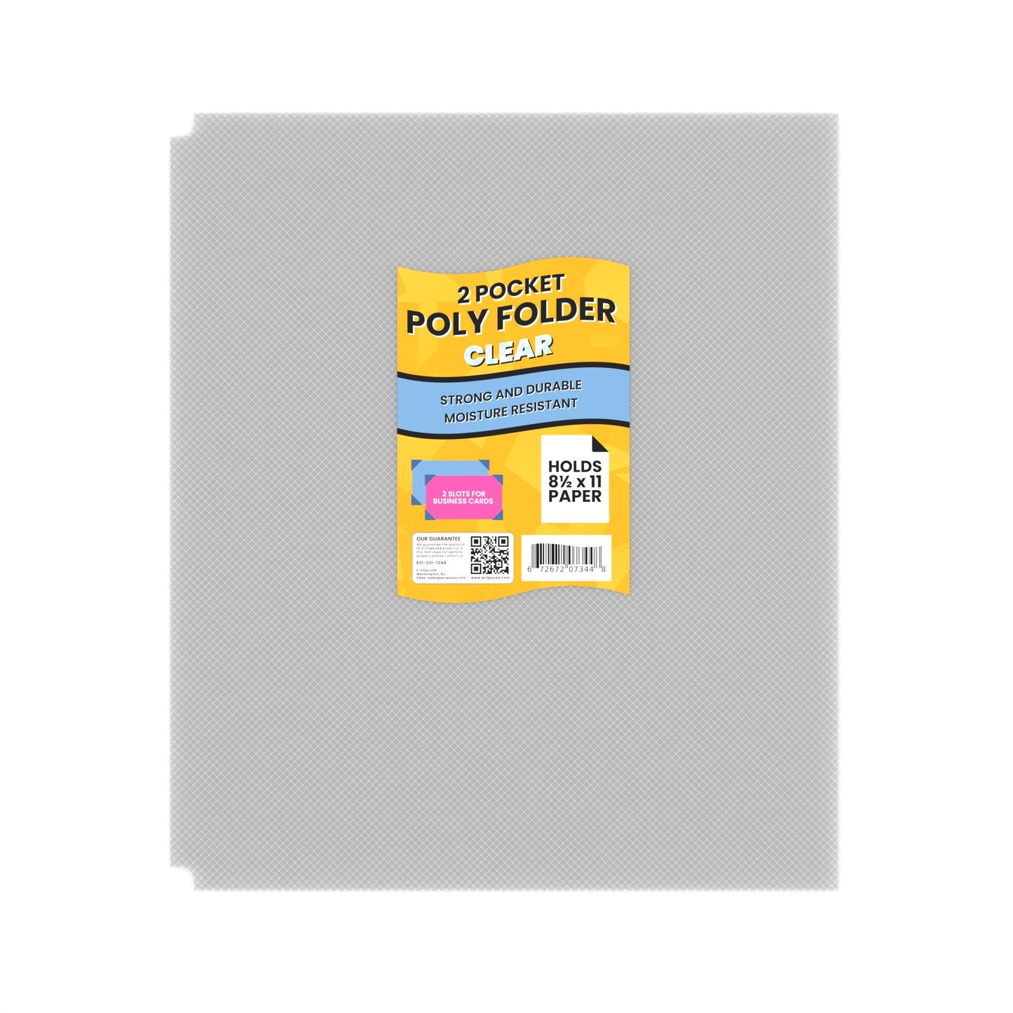 Clear Poly Pocket Folders: 2 Pocket, (Clear Line), 8.5 x 11, Case of 96 Packs