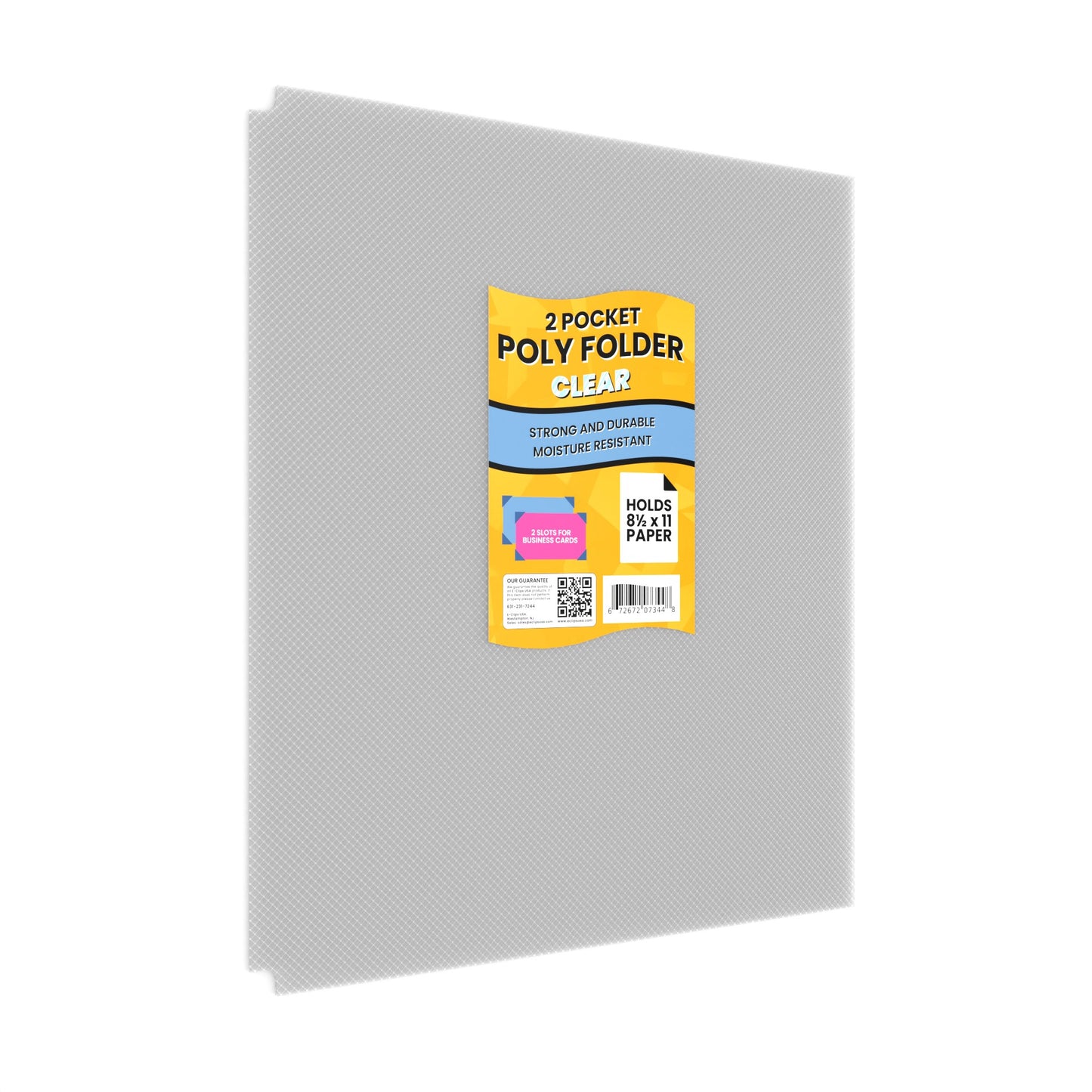 Clear Poly Pocket Folders: 2 Pocket, (Clear Line), 8.5 x 11, Case of 96 Packs