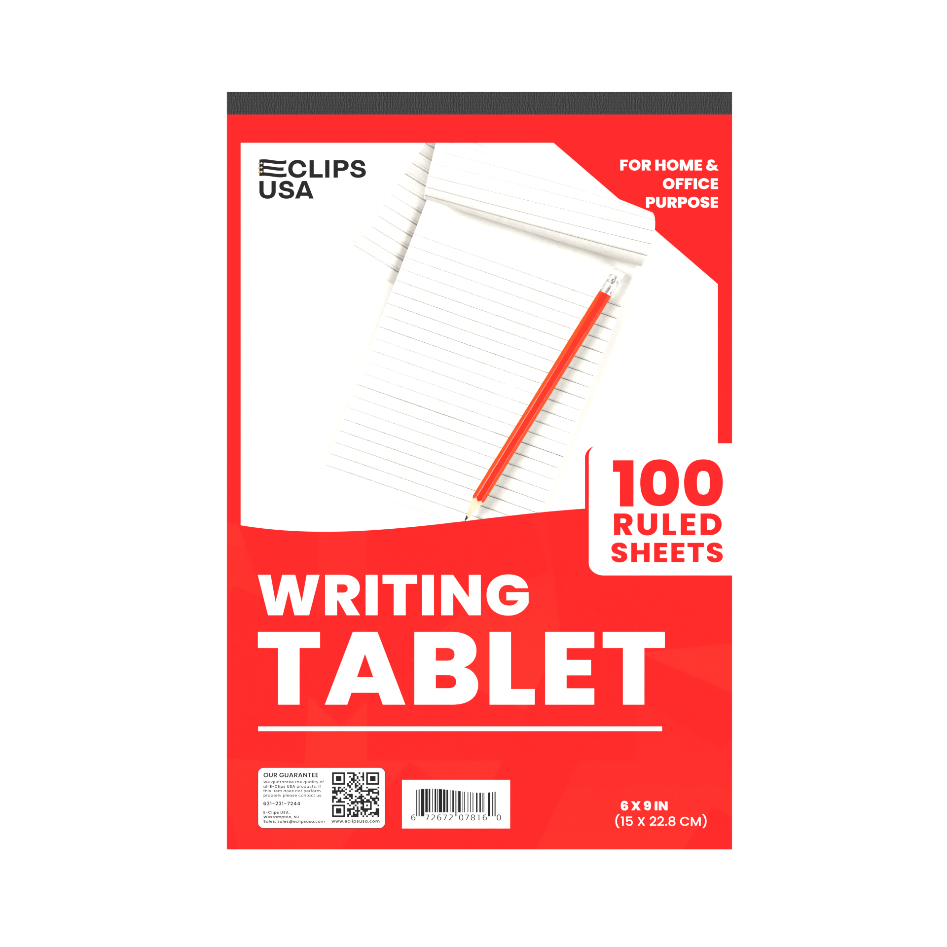 Unit Ruled Paper 48 Units: E-Clips USA Ruled Writing Tablet