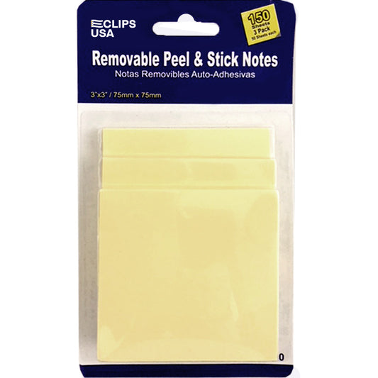 07930: Yellow Sticky Notes, 3pk, 50 Sheets Each