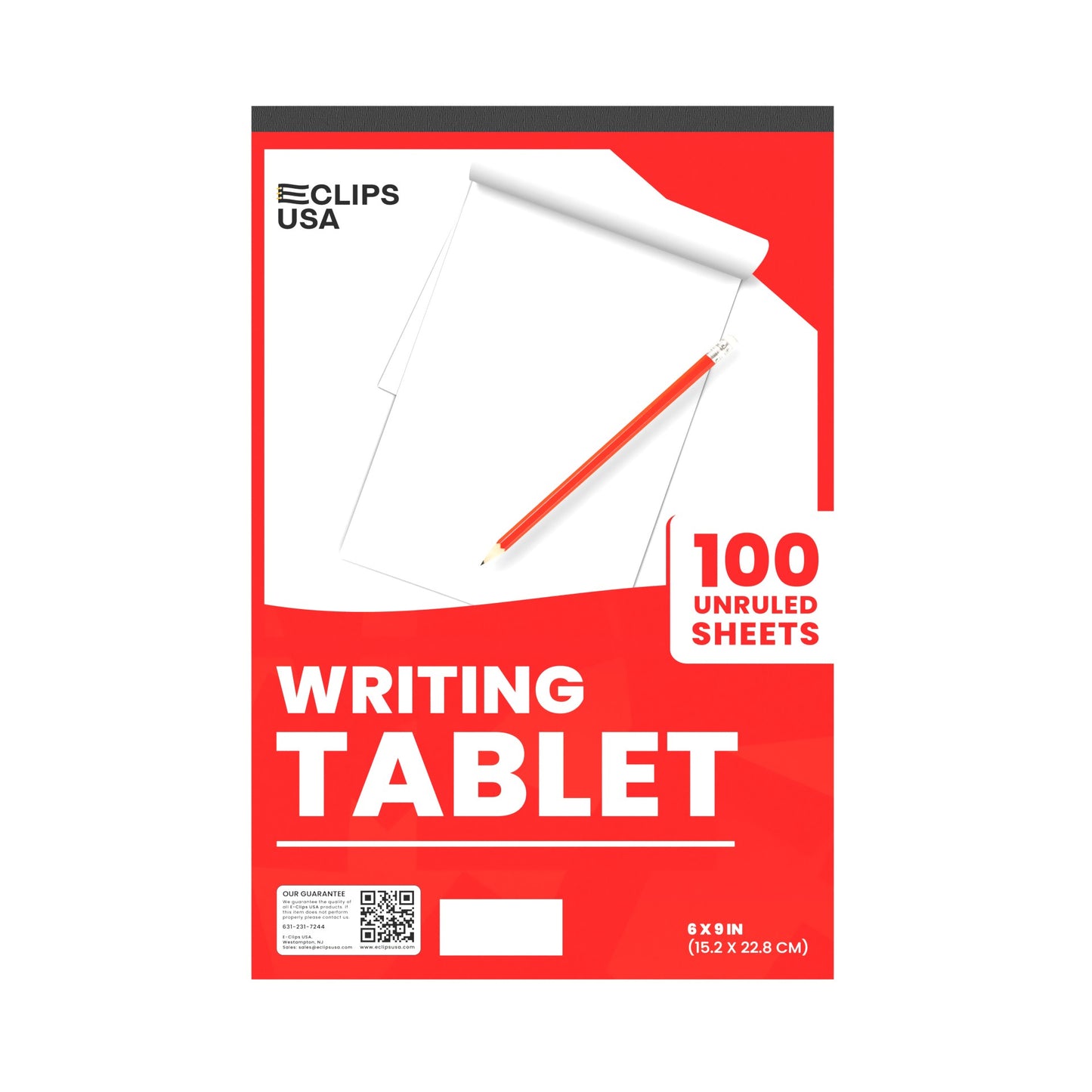 Unruled Writing Tablet: 6x9, Plain White,100 Sheets, Case of 48 Notepads