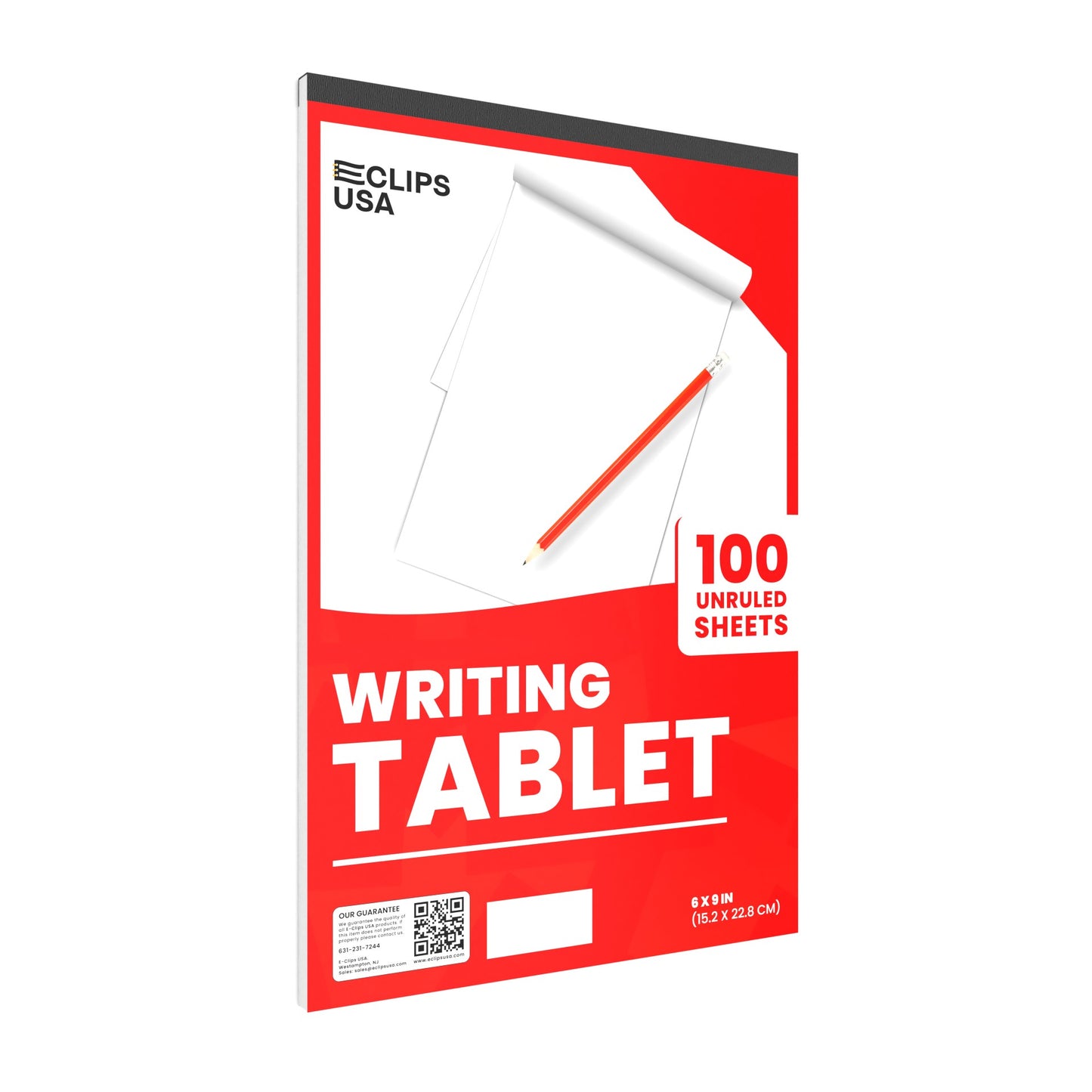 Unruled Writing Tablet: 6x9, Plain White,100 Sheets, Case of 48 Notepads