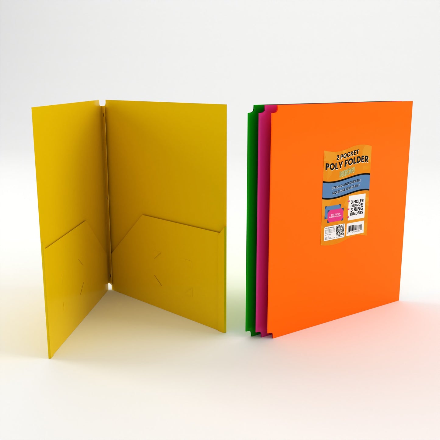 Neon Poly Pocket Binder Folders - Pocket Divider, 2-pocket Portfolio With Business Card Slots