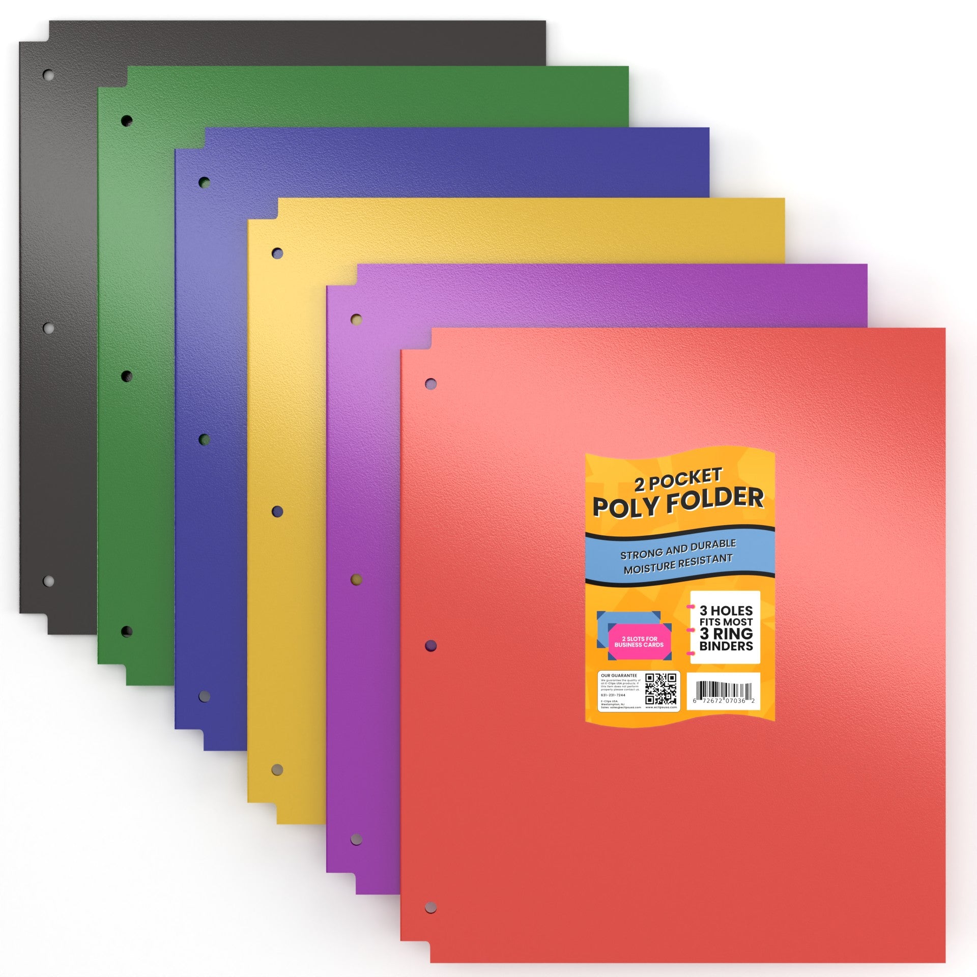 48 Units: E-Clips USA Economy Poly Pocket Binder Folders