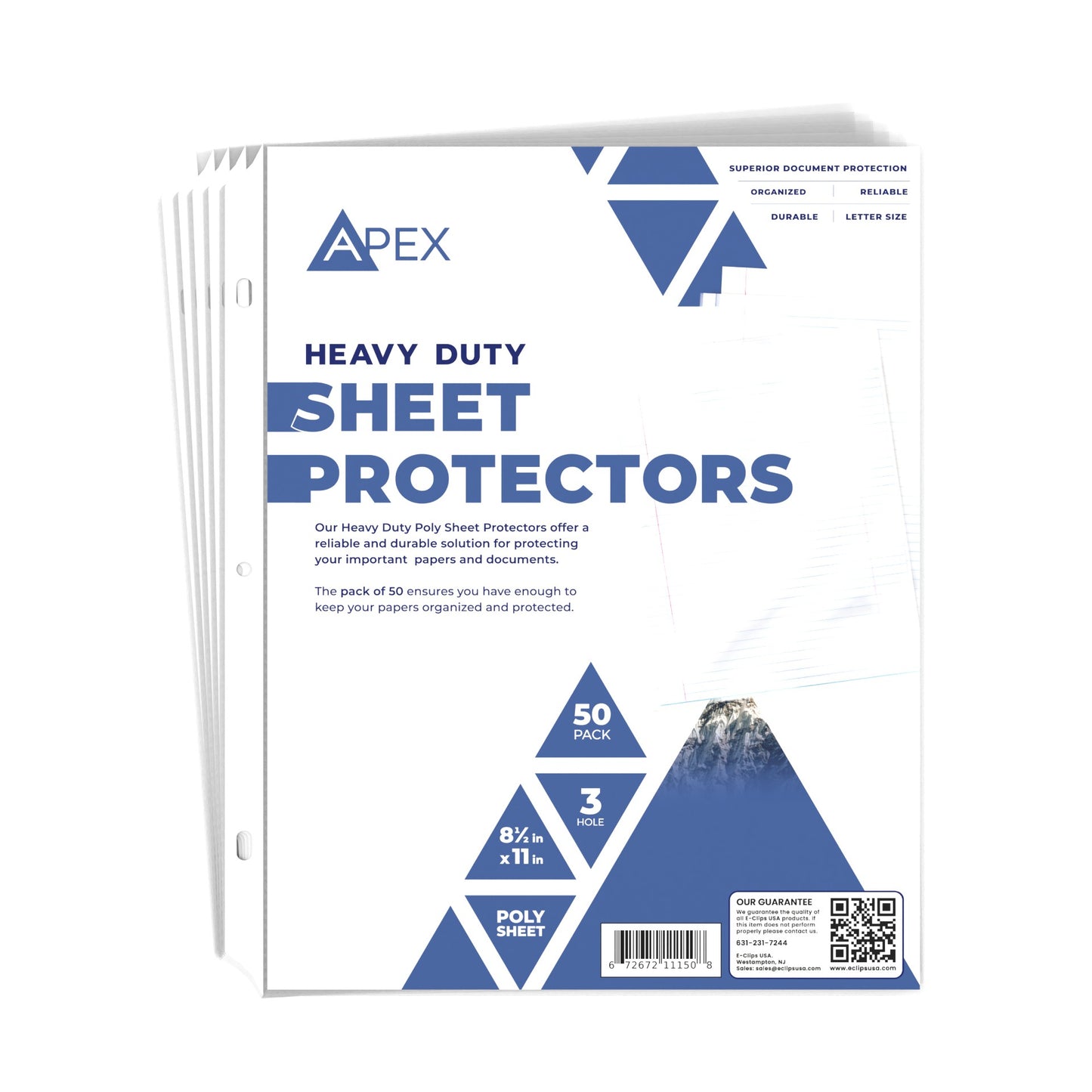 Clear Poly Sheet Protectors - With Reinforced Holes, 8.5 X 11, 500 Sheets