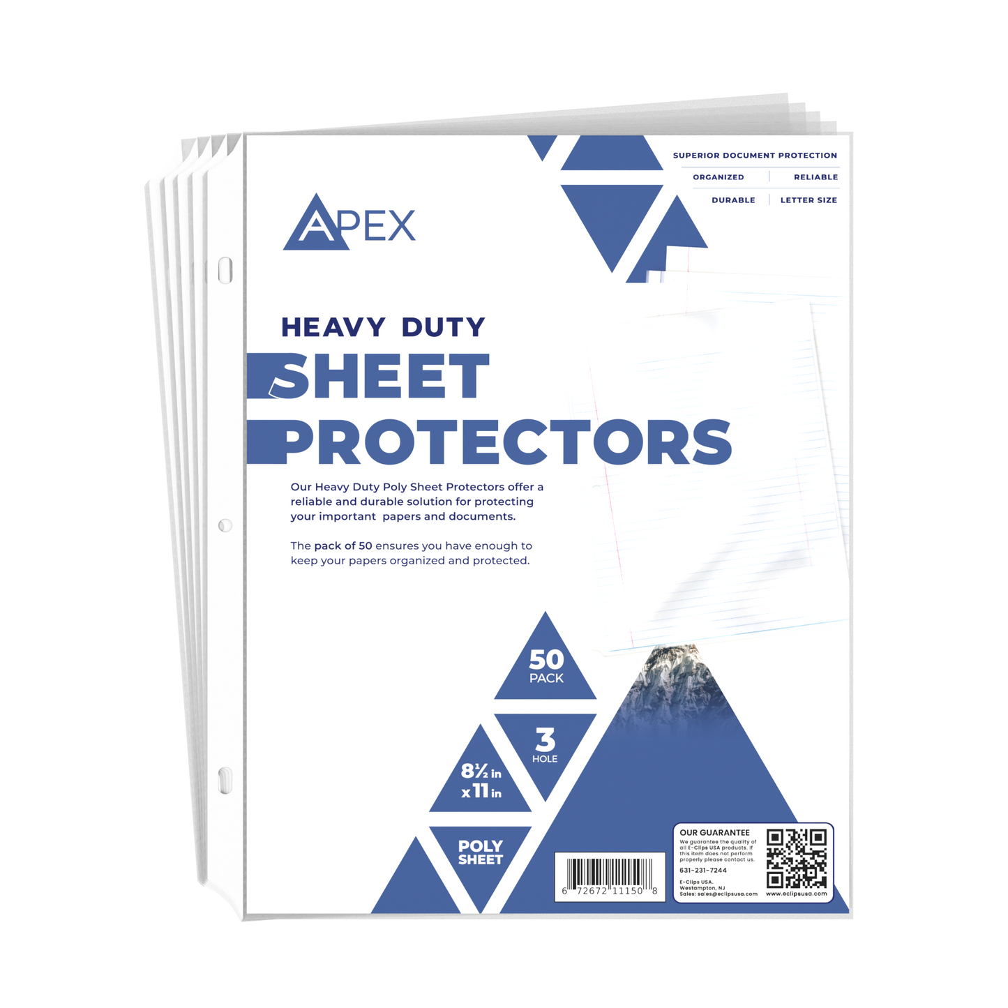 Clear Poly Sheet Protectors - With Reinforced Holes, 8.5 X 11, 500 Sheets