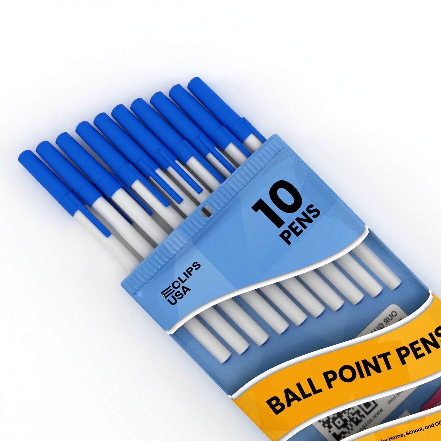 Ballpoint Stick Pens - 10-count, Blue Ink, Removable Cap