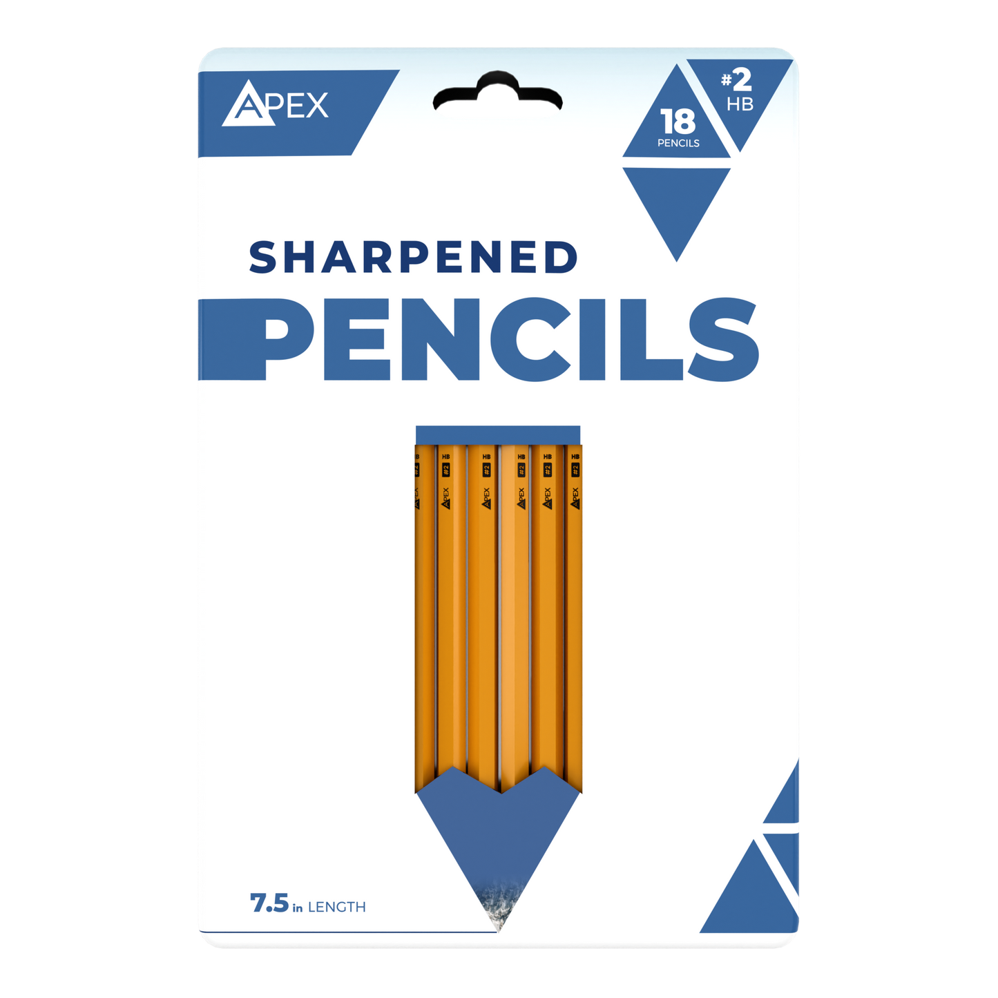 APEX #2 HB Woodcased Pencils - Pre-sharpened, Yellow, 18-count