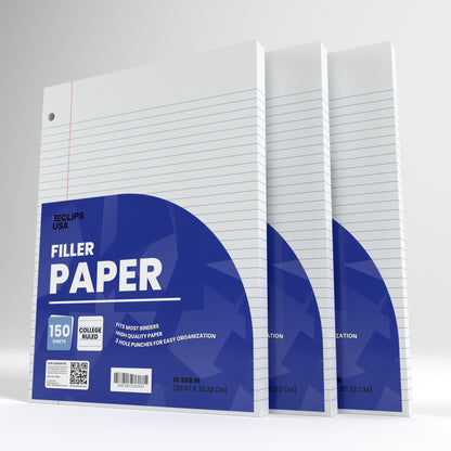 15033: College Ruled Filler Paper, 150 Sheets, 3 Pack