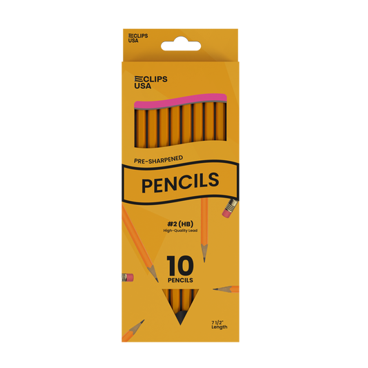 #2 HB Woodcased Pencils - Pre-sharpened, Yellow, 10-count