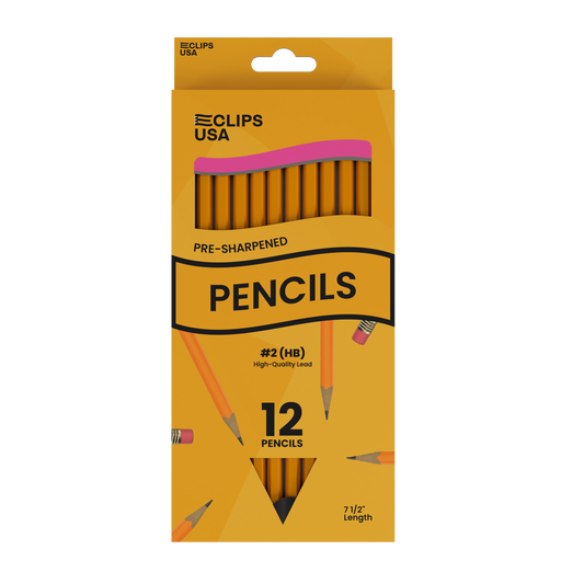 #2 HB Woodcased Pencils - Pre-sharpened, Yellow, 12-count