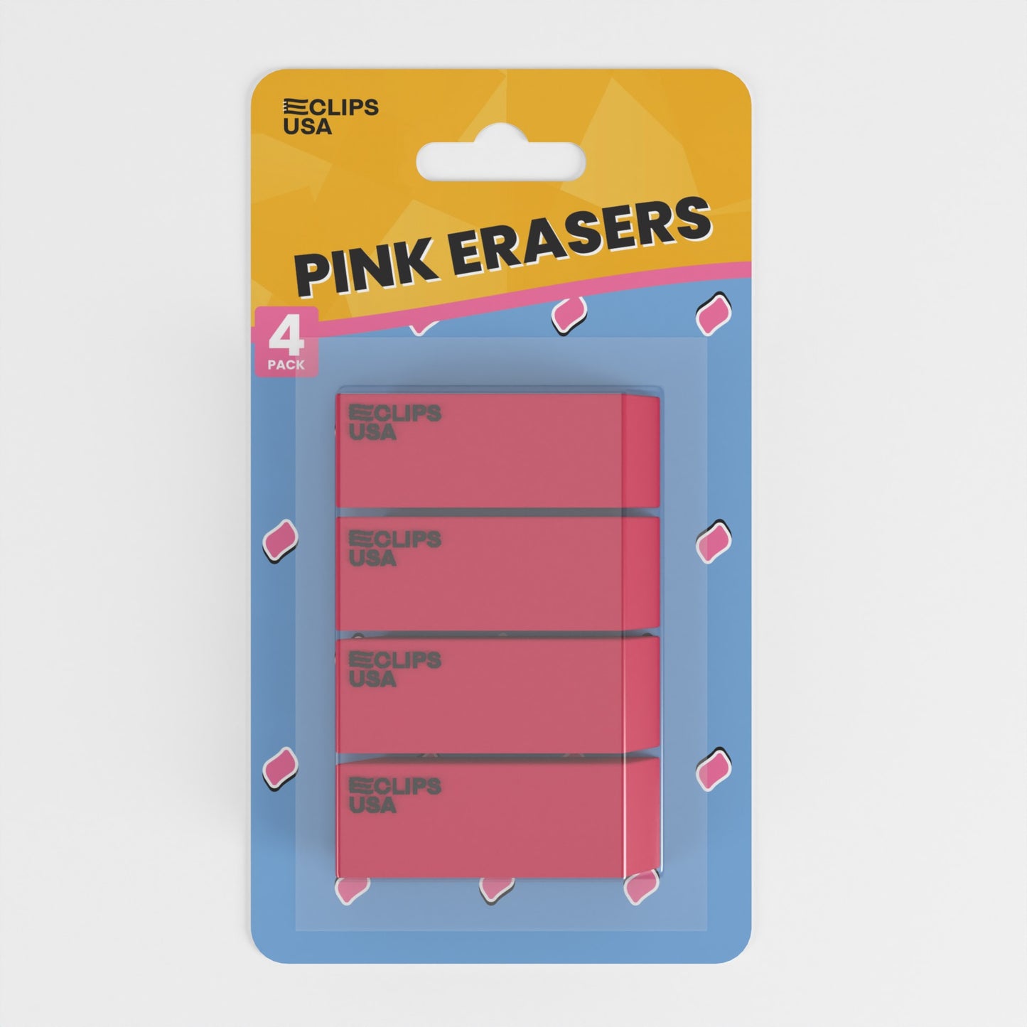 Classic Pink Erasers - Non-toxic, 4 Pack