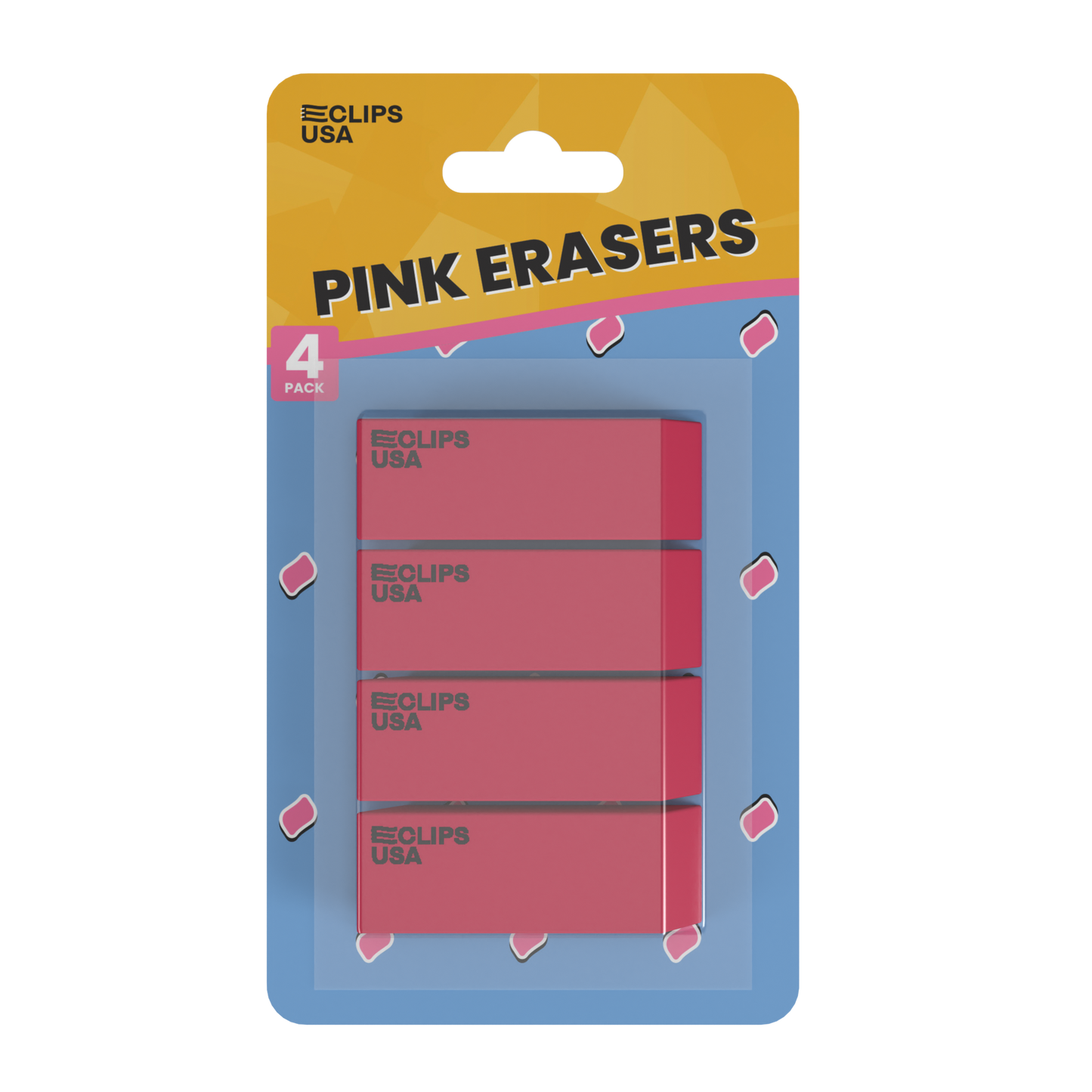 Classic Pink Erasers - Non-toxic, 4 Pack