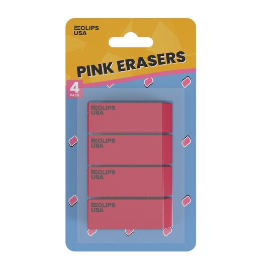 Classic Pink Erasers - Non-toxic, 4 Pack