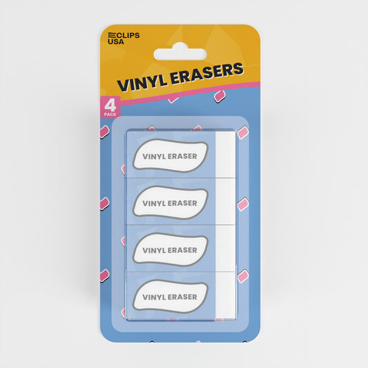 White Vinyl Erasers - Non-toxic, 4 Pack