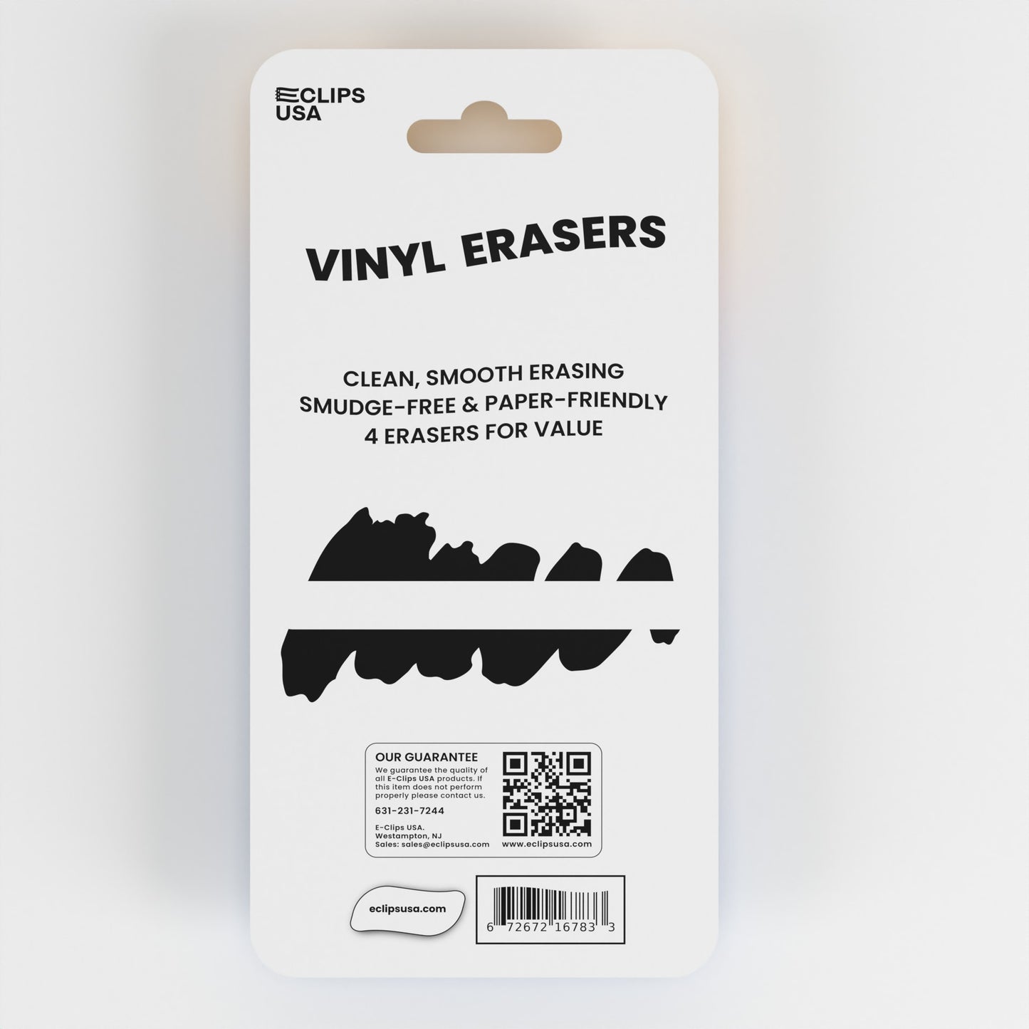 White Vinyl Erasers - Non-toxic, 4 Pack