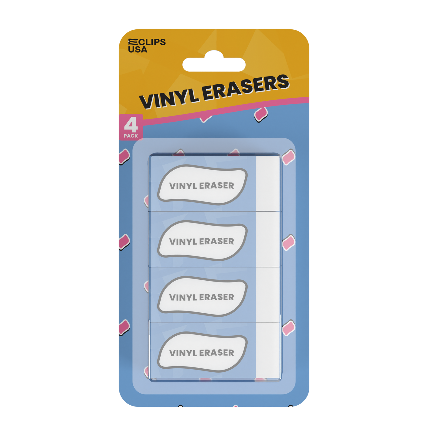 White Vinyl Erasers - Non-toxic, 4 Pack