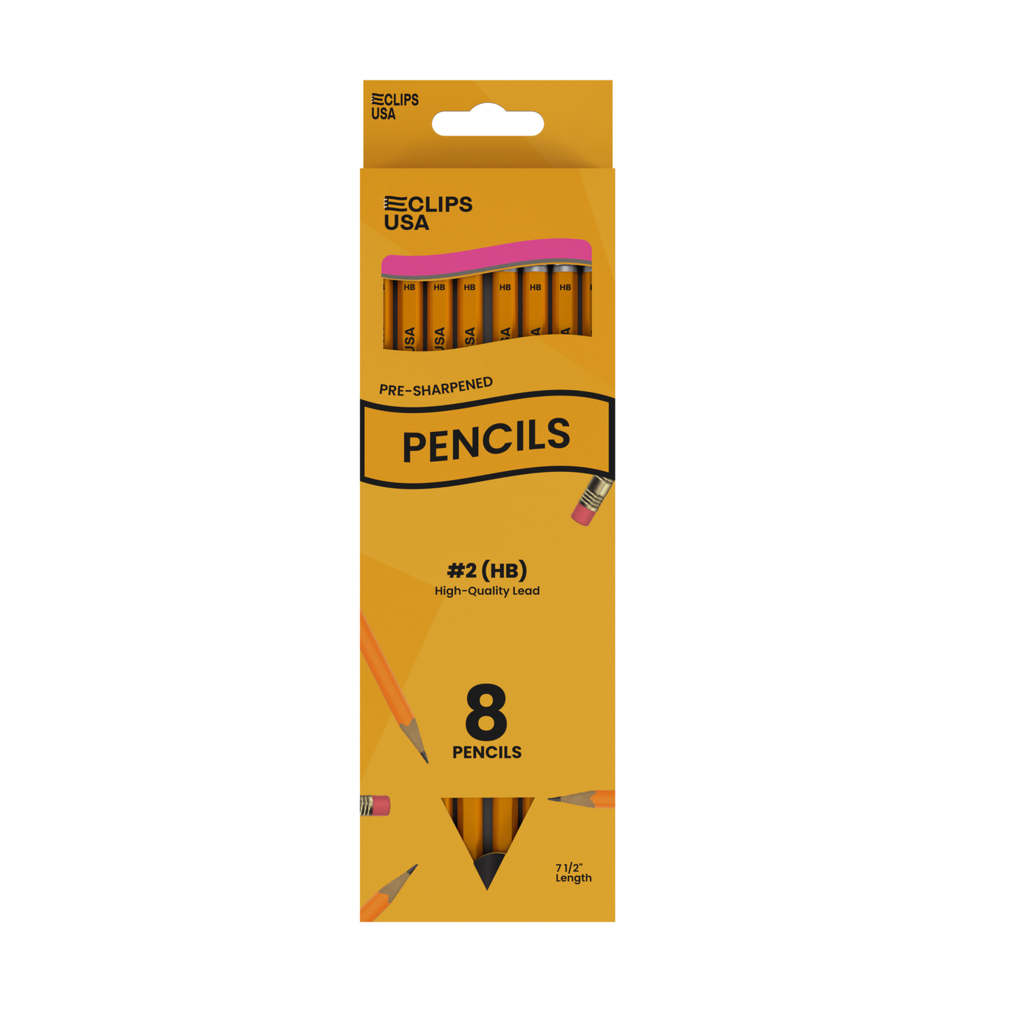 #2 HB Woodcased Pencils - Pre-sharpened, Yellow, 8-count