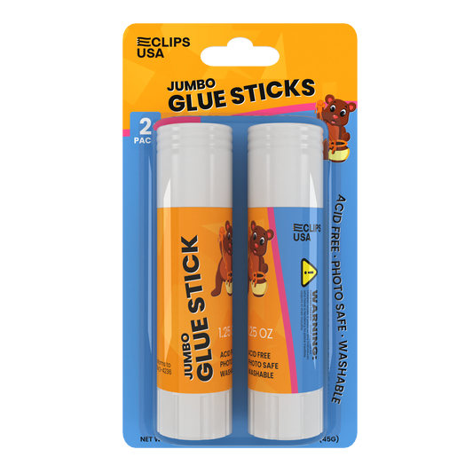 Jumbo Glue Sticks - All-purpose, Washable, Safe For School, Clear, 2 Pack, 1.25 Oz