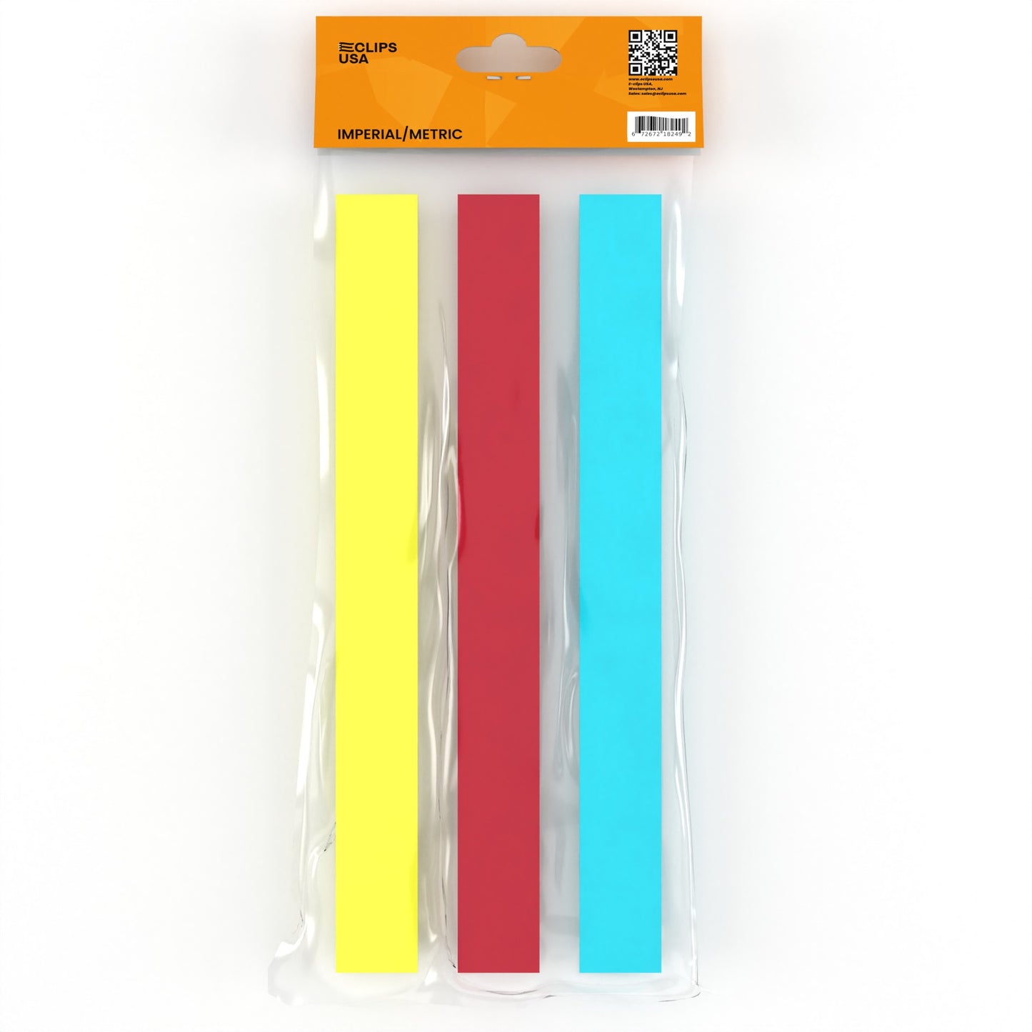 12-Inch Acrylic Ruler - Imperial/metric Markings, Assorted Transparent Colors, 3 Pack