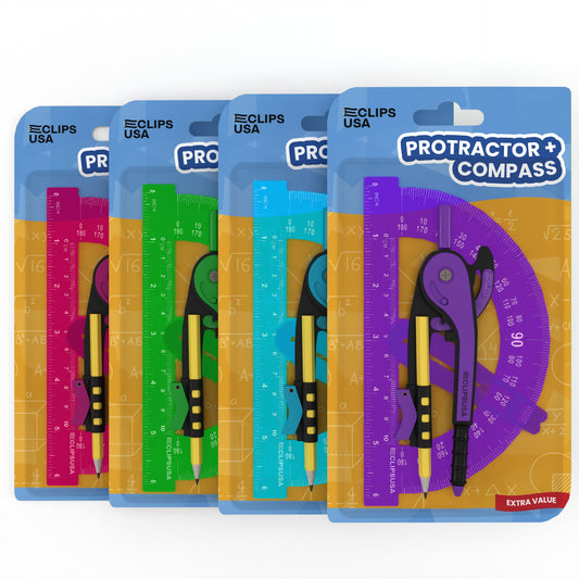 Ruler Set - Includes Protractor And Compass