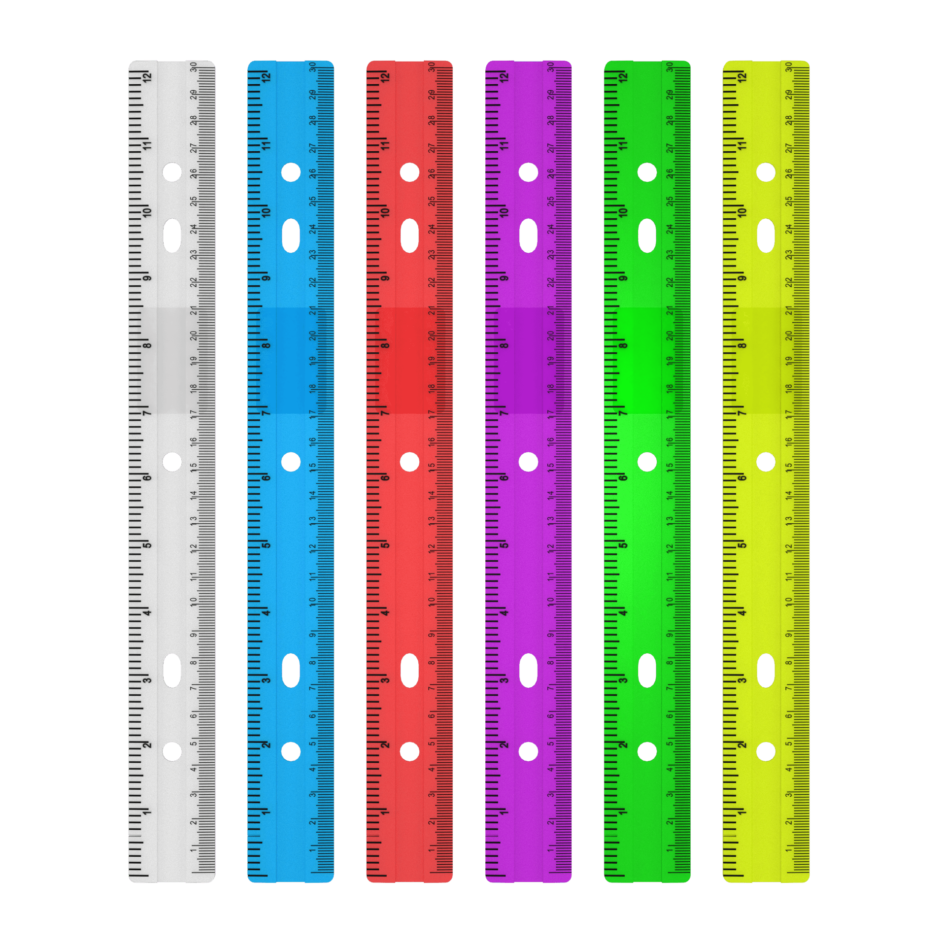 12 Inch Ruler Multy Color 144 Units: E-Clips USA 12-Inch Acrylic Ruler