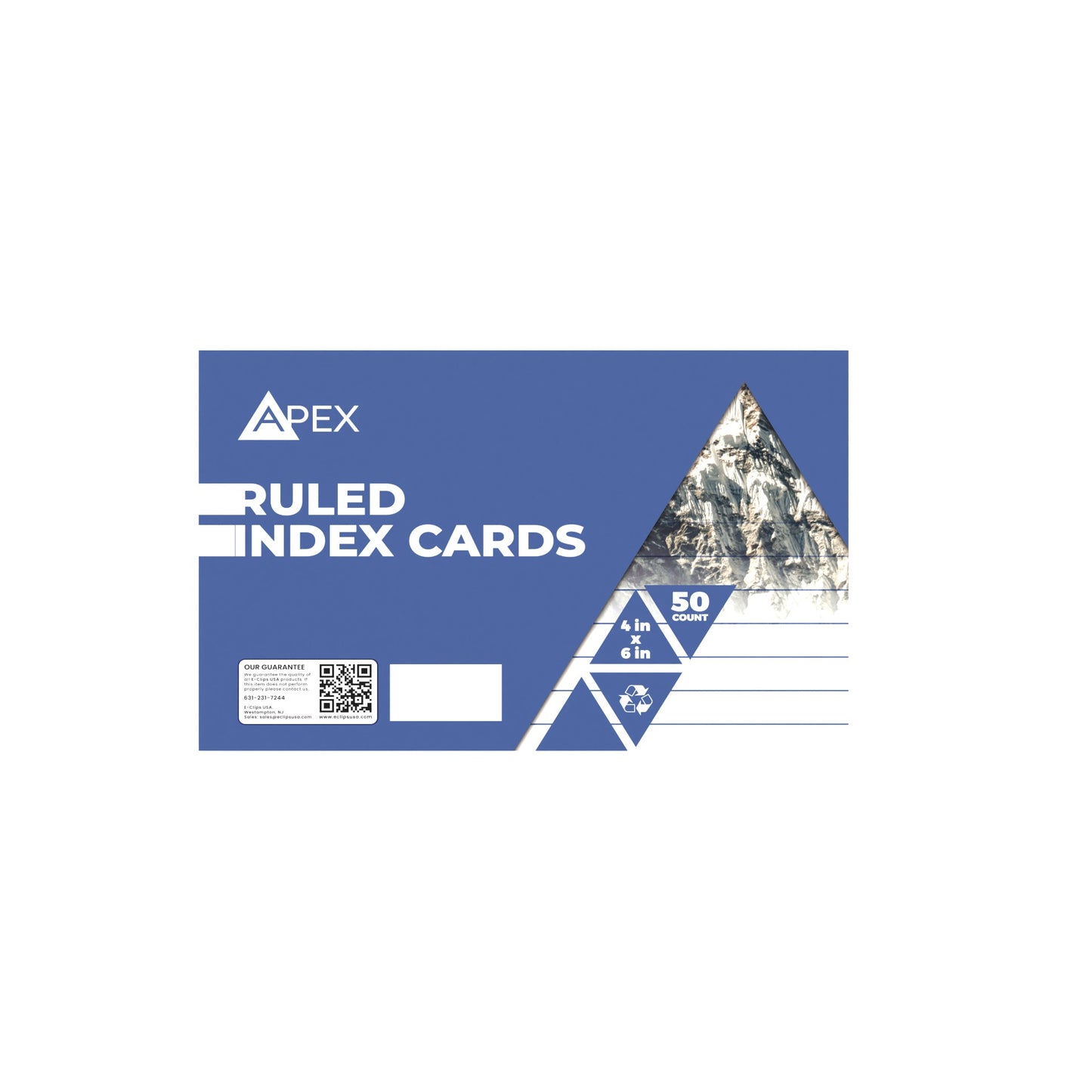 APEX White Ruled Index Cards - 4 X 6 Inches, 50 Pack