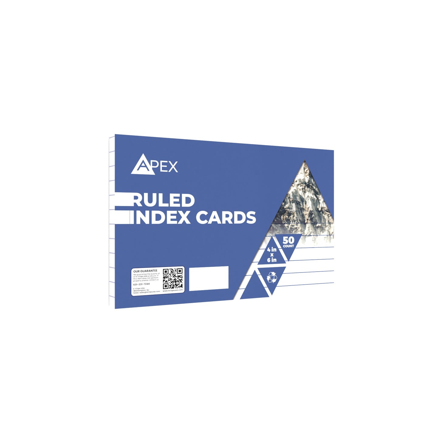 APEX White Ruled Index Cards - 4 X 6 Inches, 50 Pack