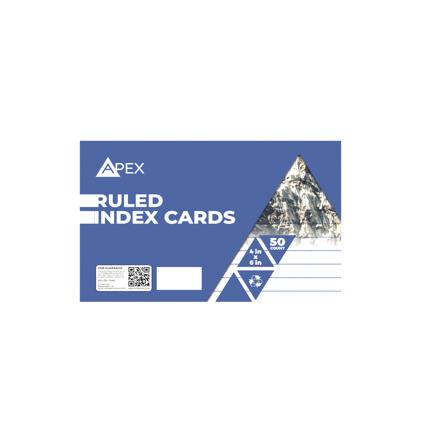 APEX White Ruled Index Cards - 4 X 6 Inches, 50 Pack