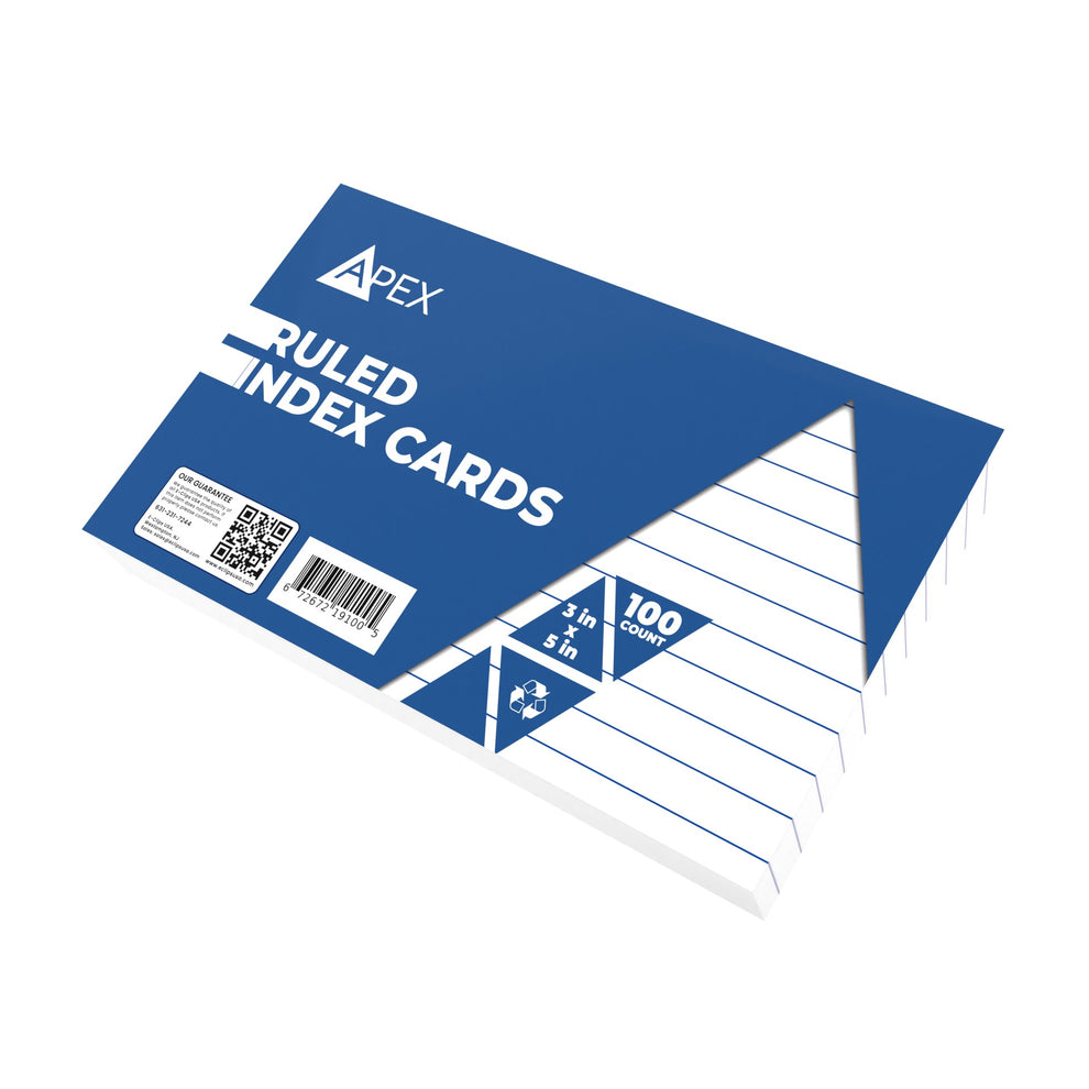 7200 Count: E-Clips USA APEX White Ruled Index Cards