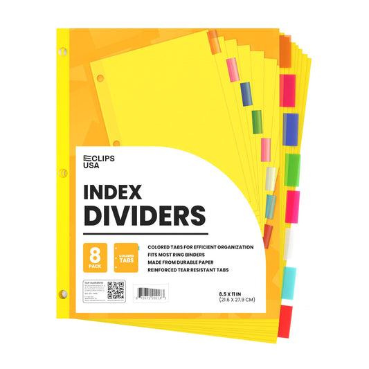 Clear-View Durable Poly Index Dividers - 5-count, Assorted Colored Tabs