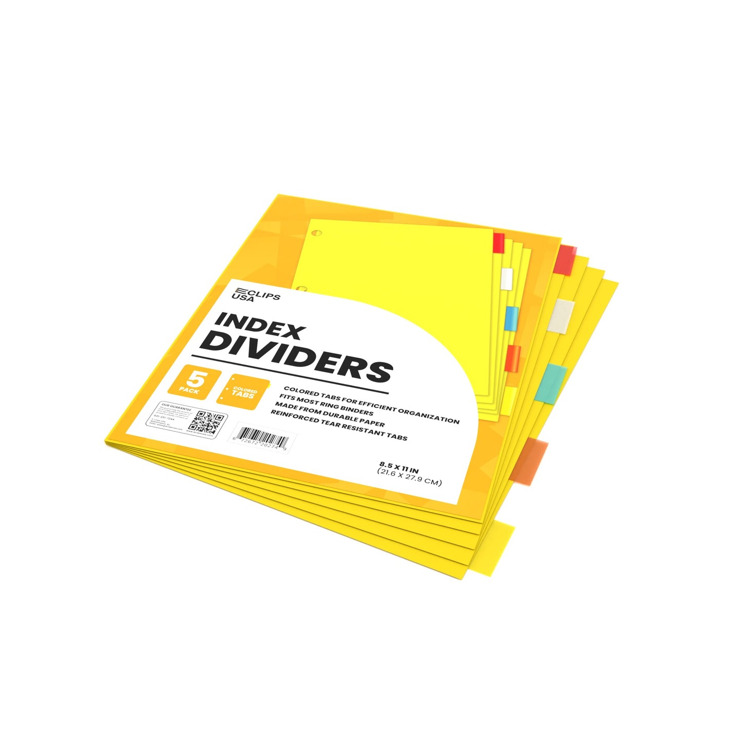 Clear-View Durable Poly Index Dividers with Secure Fit Pockets - 5-count, Assorted Colored Tabs