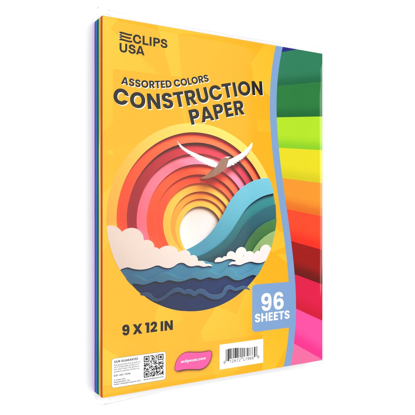 Construction Paper - 9 X 12 Inches, Assorted Colors, 96 Sheets