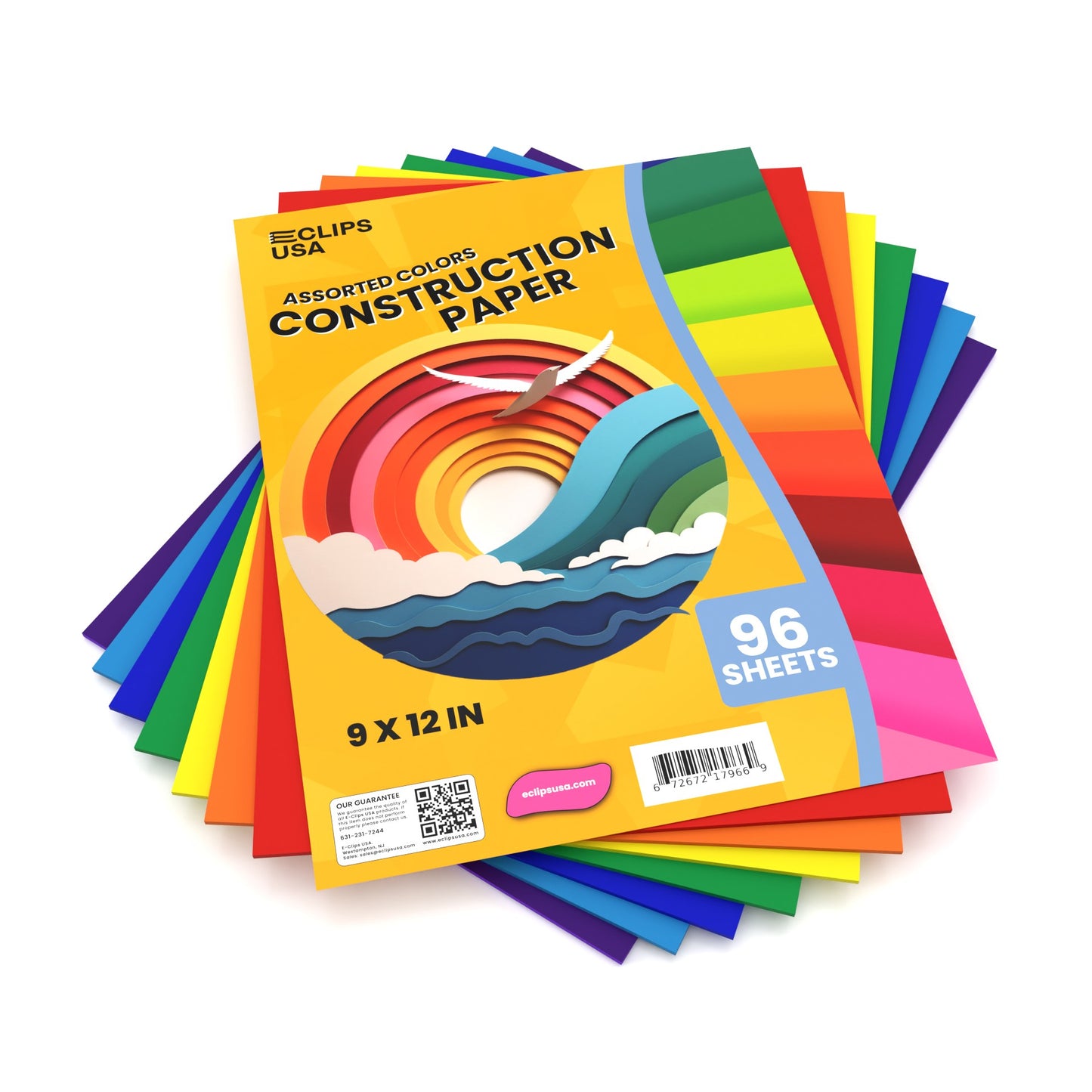 Construction Paper - 9 X 12 Inches, Assorted Colors, 96 Sheets