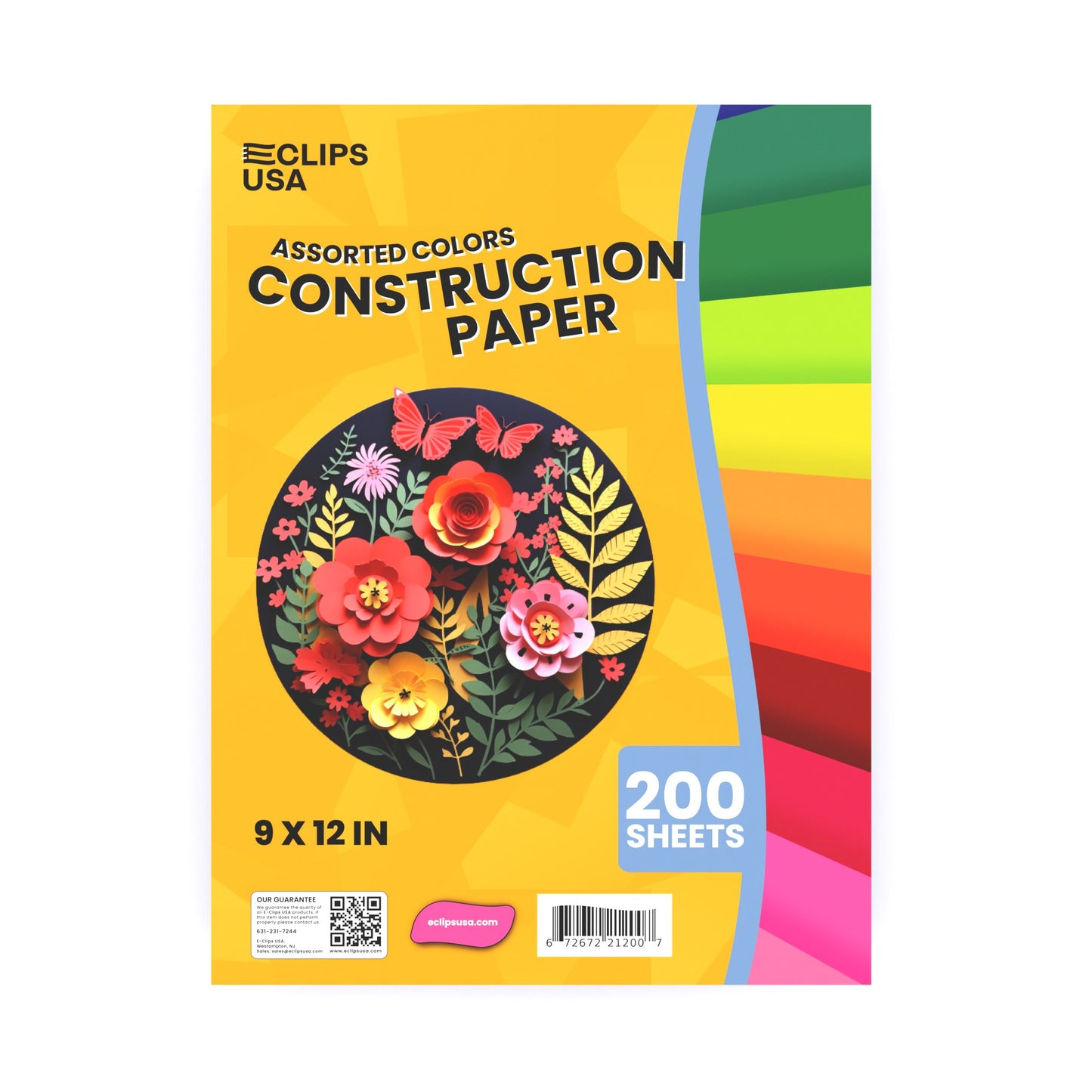 Construction Paper - 9 X 12 Inches, Assorted Colors, 200 Sheets