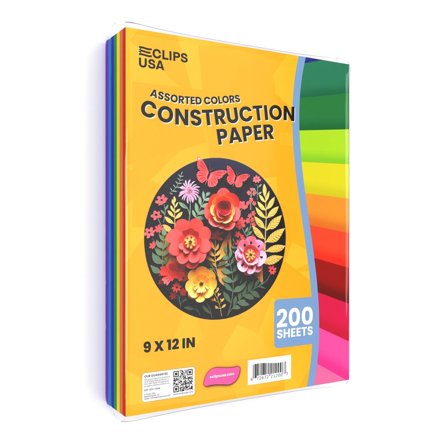 Construction Paper - 9 X 12 Inches, Assorted Colors, 200 Sheets