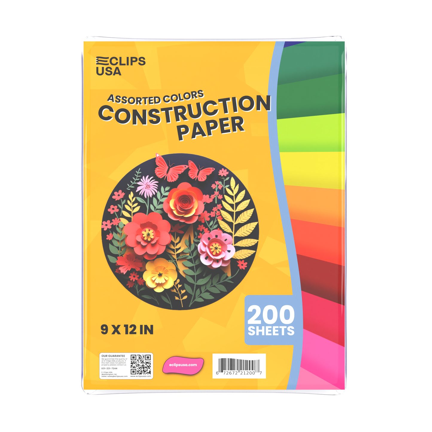 Construction Paper - 9 X 12 Inches, Assorted Colors, 200 Sheets