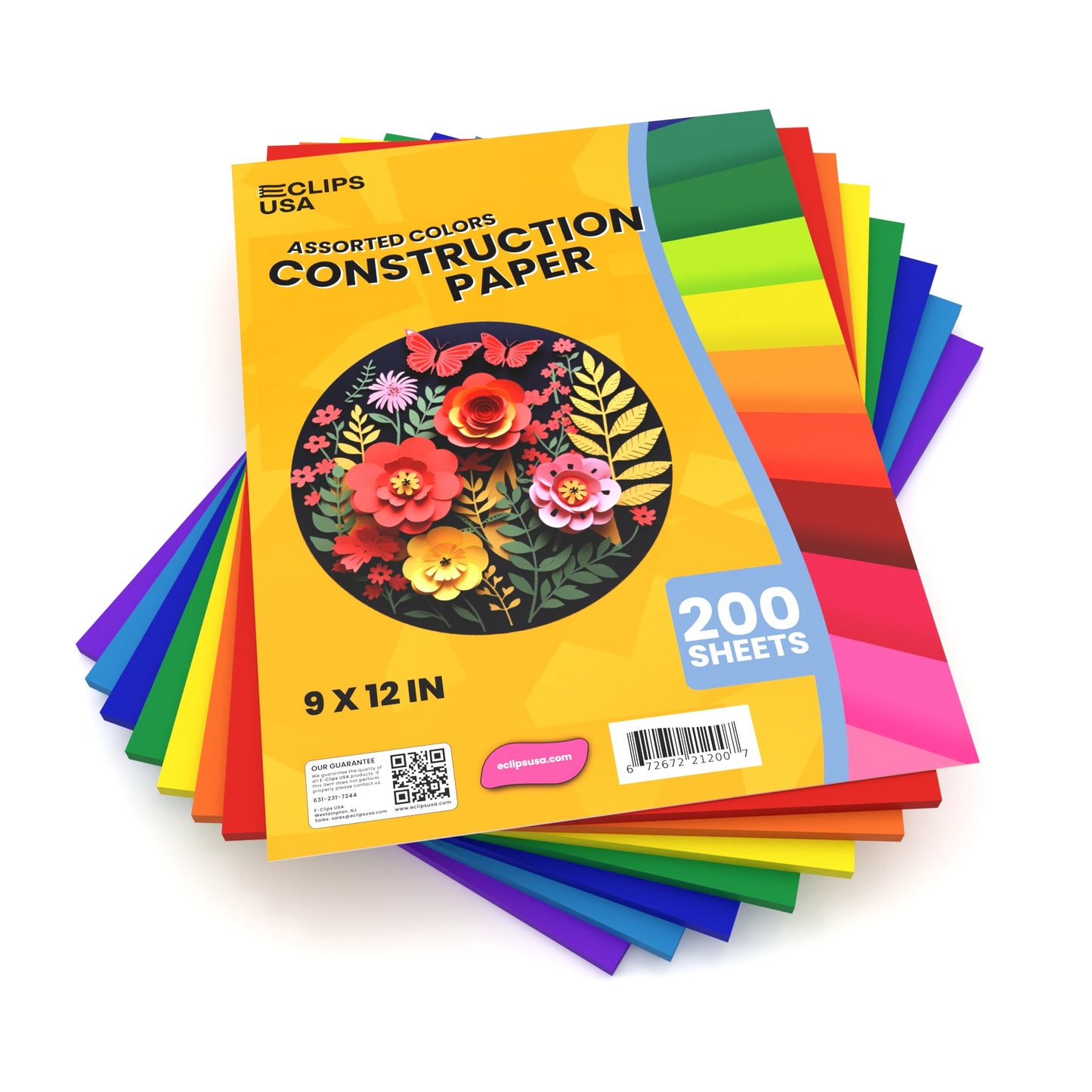 Construction Paper - 9 X 12 Inches, Assorted Colors, 200 Sheets