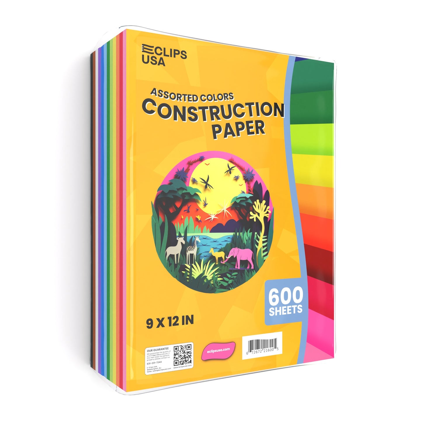 Construction Paper - 9 X 12 Inches, 8 Assorted Colors, 600 Sheets