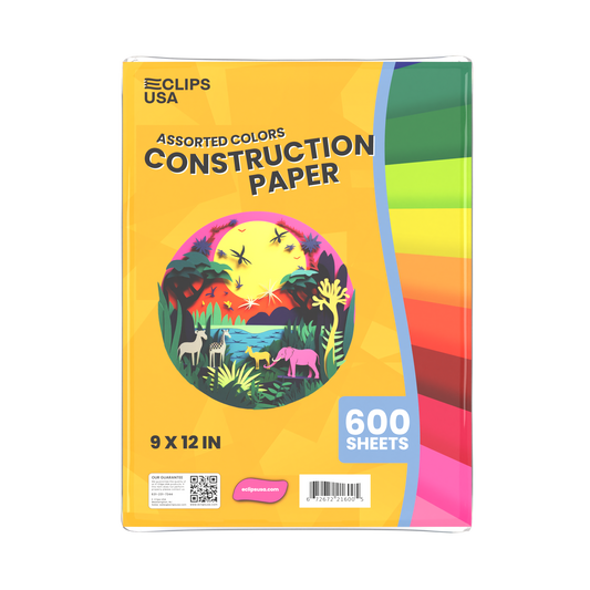 Construction Paper - 9 X 12 Inches, 8 Assorted Colors, 600 Sheets