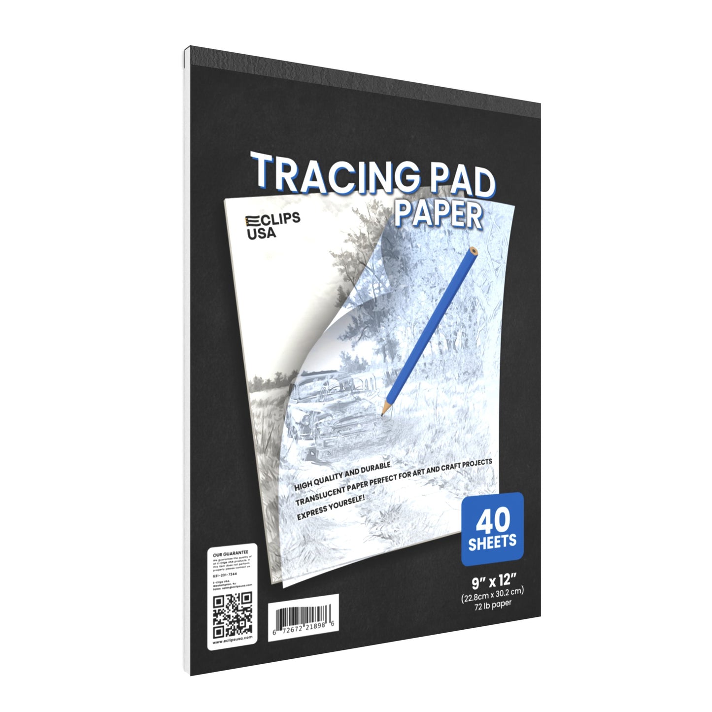 Tracing Paper Pad - 9 X 12 Inches, 72 Lb Paper, 40 Translucent White Sheets